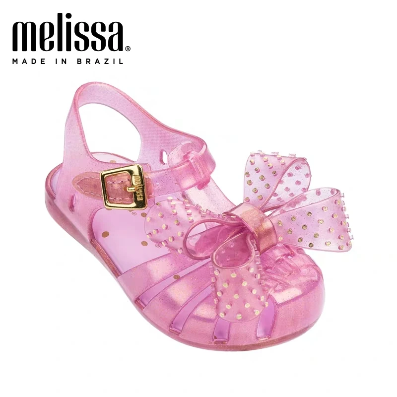 Mini Melissa/сандалии для девочек с большим бантом Новинка 2020 года прозрачные сандалии