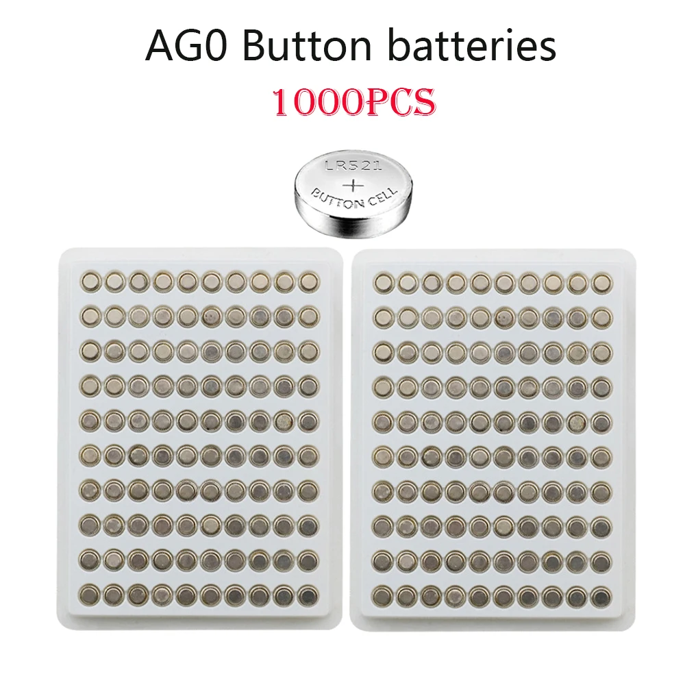 

AG0 Button Batteries 1000PCS 10mAh SR521SW D379 LR69 LR521 379A V379 SR631.55V Alkaline Coin Cell Battery For Watch Toys Remote