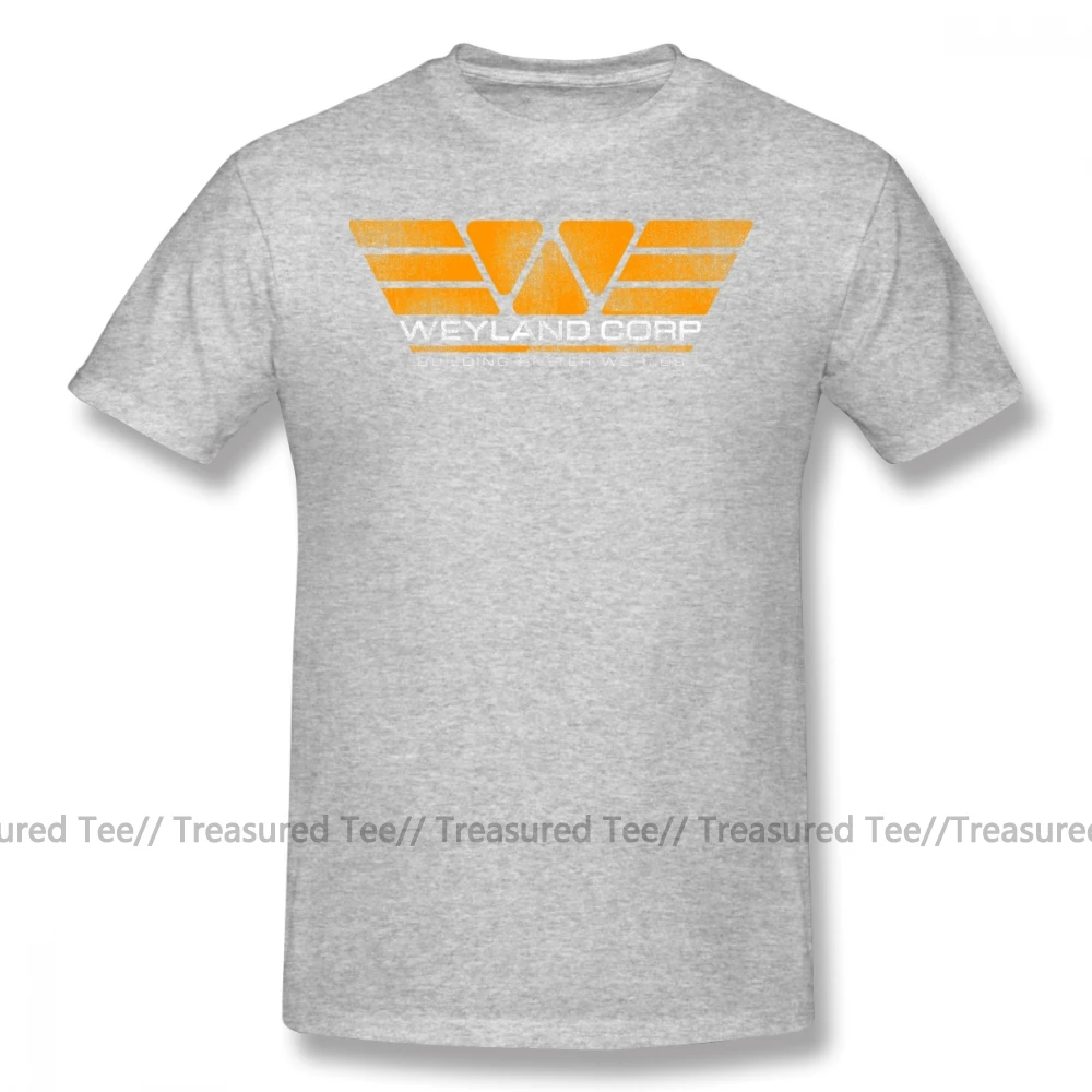 Футболка с инопланетянами, WEYLAND corp., Building Better myres, футболка, 4xl, Повседневная футболка, короткий рукав, рисунок, милая Мужская футболка - Цвет: Gray