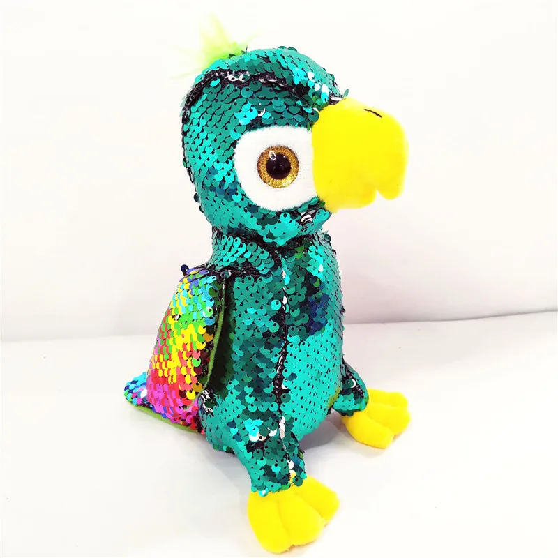 Green bird ; плюшевый дельфин с блестками; Мягкие плюшевые игрушки с реверсивными блестками; креативные подарки для детей и друзей - Цвет: Green bird