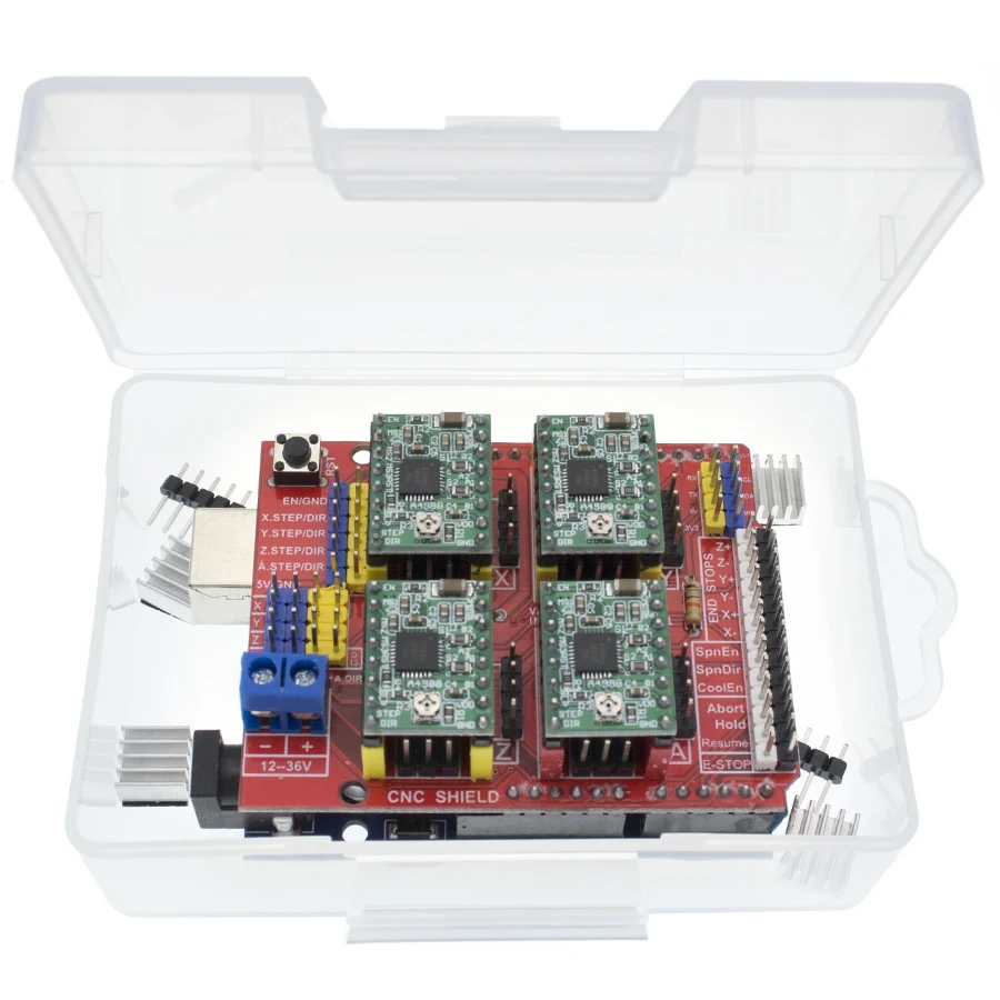 DIY KIT CNC Щит Плата расширения для 3d принтера+ 4 x A4988 Драйвер шагового двигателя с радиатором+ UNO R3 DIY