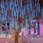 Метеоритный светильник для душа, садовая подвесная гирлянда на дерево, внутреннего дворика, уличный светильник с падающим дождем, рождественское праздничное украшение для окон