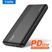 TOPK I1015P Quick Charge 3.0 10000MAh Power Bank USB Type C PD PowerBank แบบพกพาภายนอกสำหรับ iPhone xiaomi