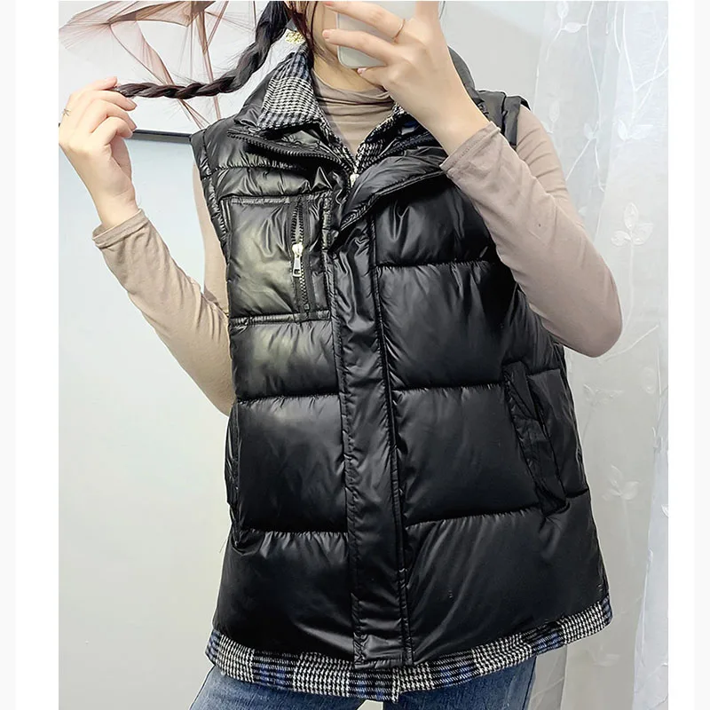 

Fake 2-piece Set Down Cotton Jacket Waistcoat Women's Autumn Winter New External Waistcoat Fashionable Loose Women's Vest