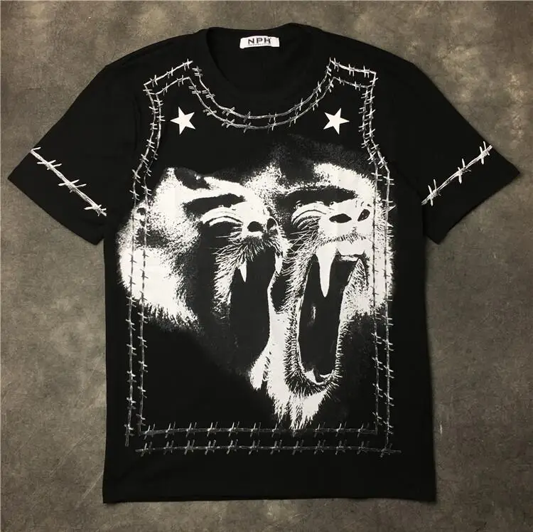 Новое высокое 19ss Для мужчин шипы орангутанг печати футболки футболка Канье носки