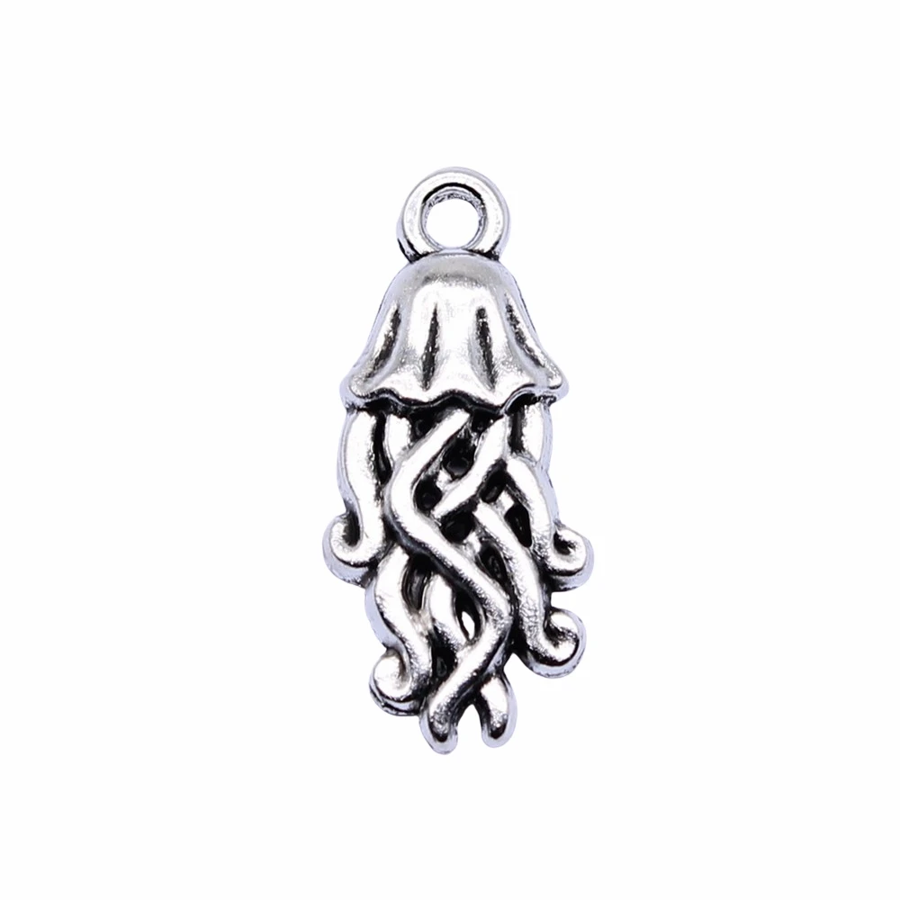 Аксессуары для сережек, Подвески для изготовления ювелирных изделий, подвески в виде медузы, 22x10 мм, античное серебряное покрытие, 20 шт.