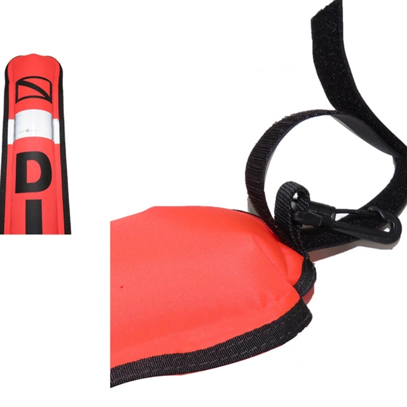 

Scuba Diving Open Bottom Surface Marker Blowing Buoy Finger Spool Alloy Dive Reel and Double Ended Bolt Clip Swimming