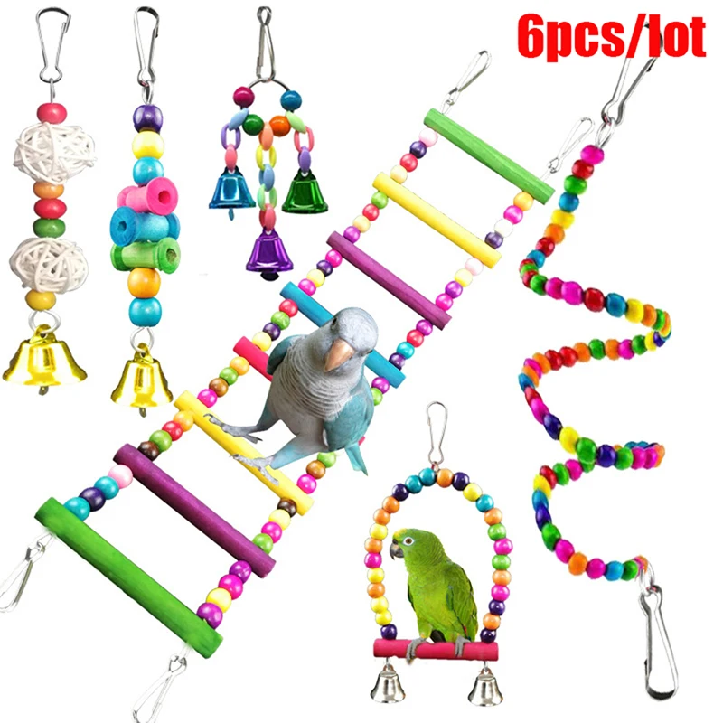 

6 шт., деревянные игрушки в виде попугаев