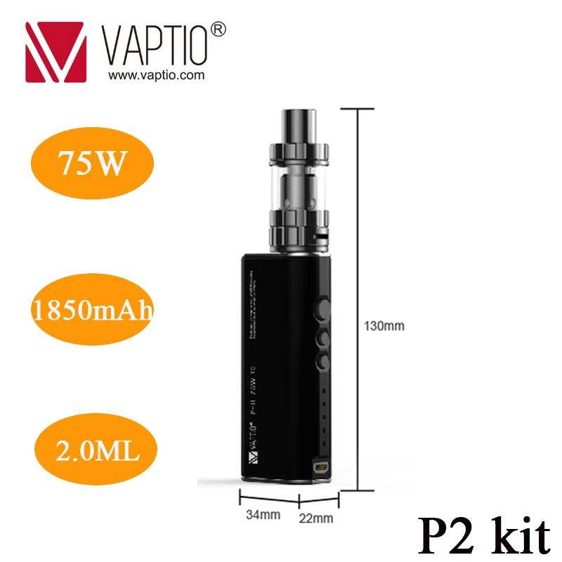 Электронная сигарета 1850 мАч встроенный аккумулятор Vaptio P2 комплект коробка мод 75