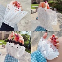 double layer fake sleeves lace hollow cuff jewelry arm warmers sweater decorative sleeves wrist pleated fake cuff sleeves