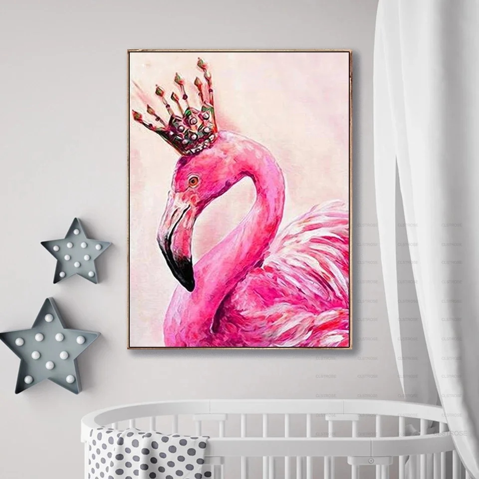 

Diamond Painting Diy 5D European Style Acrylic Beautiful Flamingos Wearing Phoenix Crested Figure Living Room Furniture
