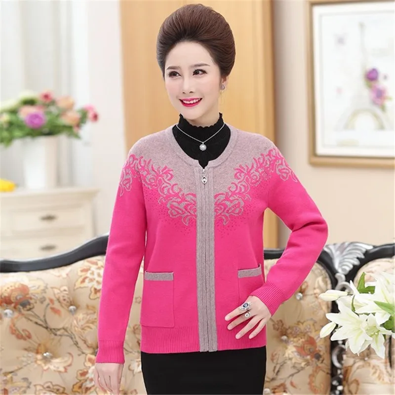 Кардиган женский вязаный с длинным рукавом и цветами весна-осень 903