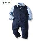 Топ и топ для детей, Костюмы на свадьбу для мальчиков детская одежда для мальчиков-малышей деловой костюм для мальчиков жилет + рубашка + брюки, одежда для маленьких мальчиков костюм джентльмена