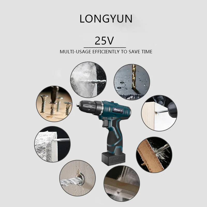 

25V multi-function Electric Screwdriver Household Cordless Charging Electric Drill bit Rechargeable Lithium Battery Power Tool