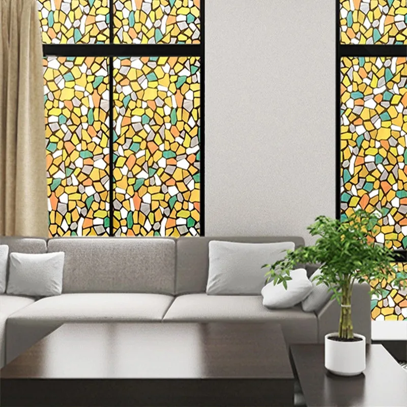 Цветная каменная картина без клея Электростатическая матовая пленка гостиная