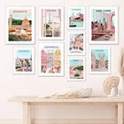 Настенная картина с изображением Парижа, Барселоны, Ливерпуля, Нью-Йорка, Венеции, постеры и принты на холсте в скандинавском стиле, настенные картины для декора гостиной