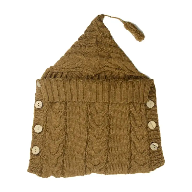 Одеяло вязаное крючком для новорожденных Теплый Пеленальный мешок сна Мягкий