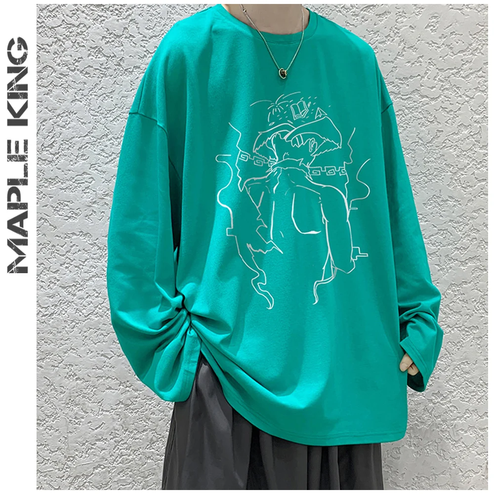 

Graffiti Printing Basic T Shirt For Men Harajuku Style O-neck Female Tshirt Plus Size Hip Hop Solid Camisetas De Manga Comprida
