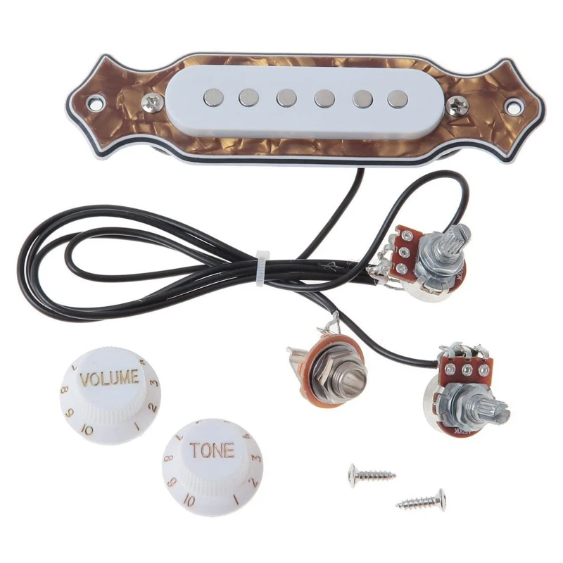 6 ой одной катушки магнитного Акустическая гитара Soundhole пикап со звуком & Tone