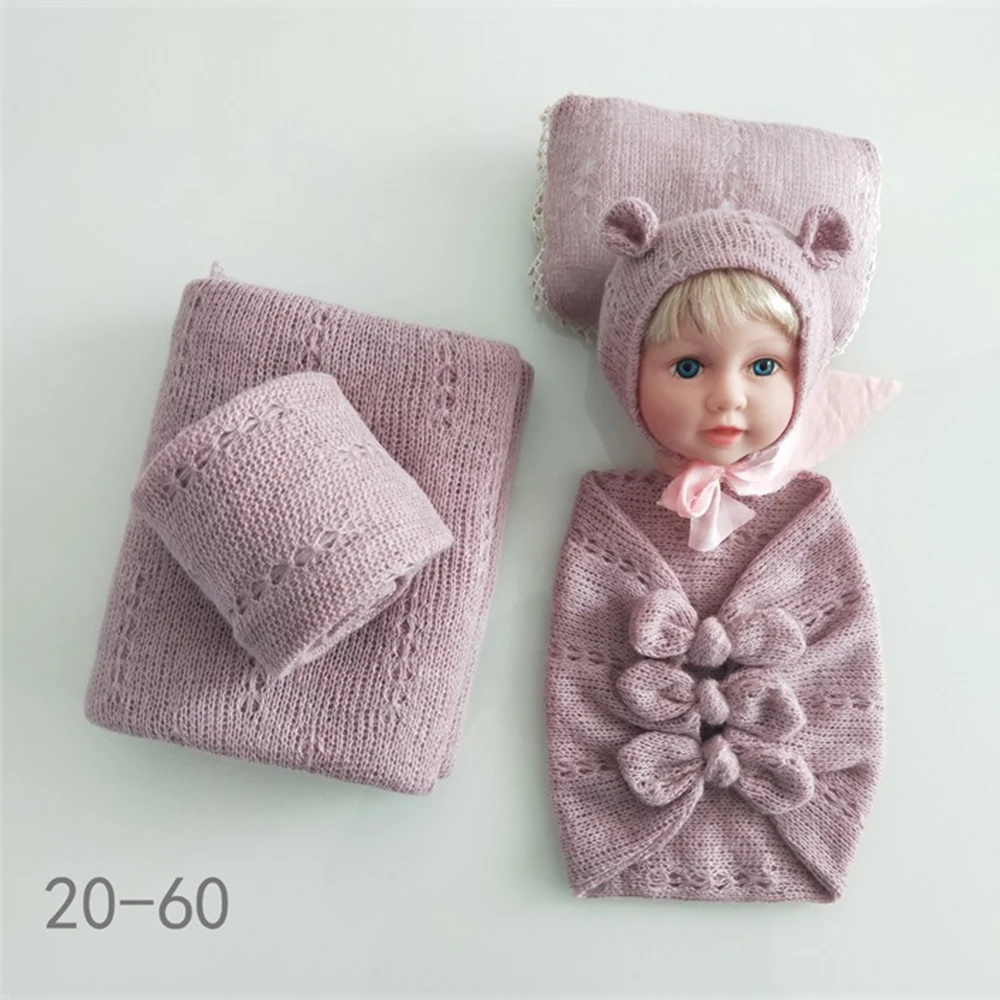 5pcs Sets 20-60 D& J 4 шт./5 шт. комплекты для новорожденных реквизит для фотосъемки ребенок позирует подушку шляпа капот обертывания фоновое одеяло Fotografia студия реквизит - Цвет: 5pcs Sets 20-60