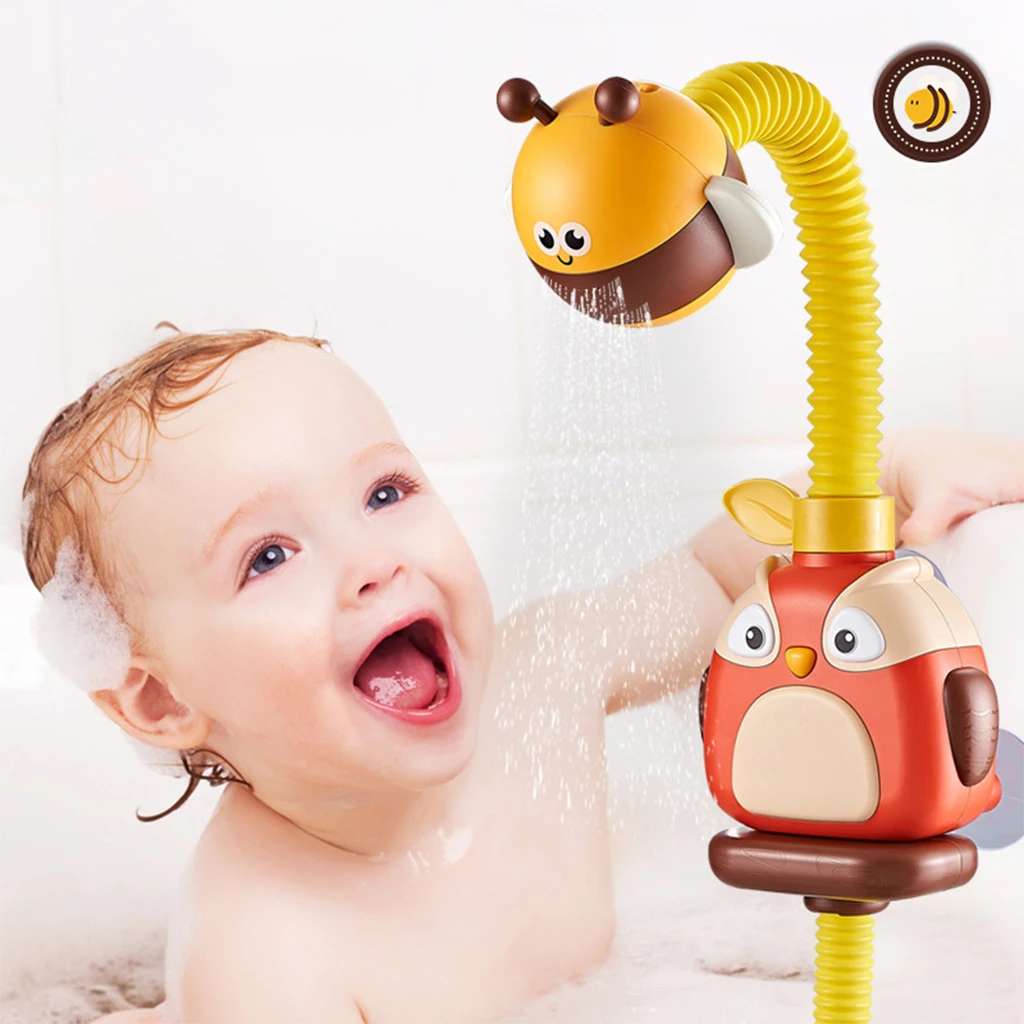 

Baby Bath Toy Shower Head Electric Owl Bee Spray Toy Playing Toddlers Bathing Time Bathroom Toys Girls Boys Gifts