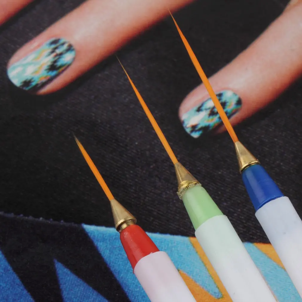 Nail Art Equipment3Pcs дизайн ногтей DIY для рисования Рисование нанесение полос Гель лак