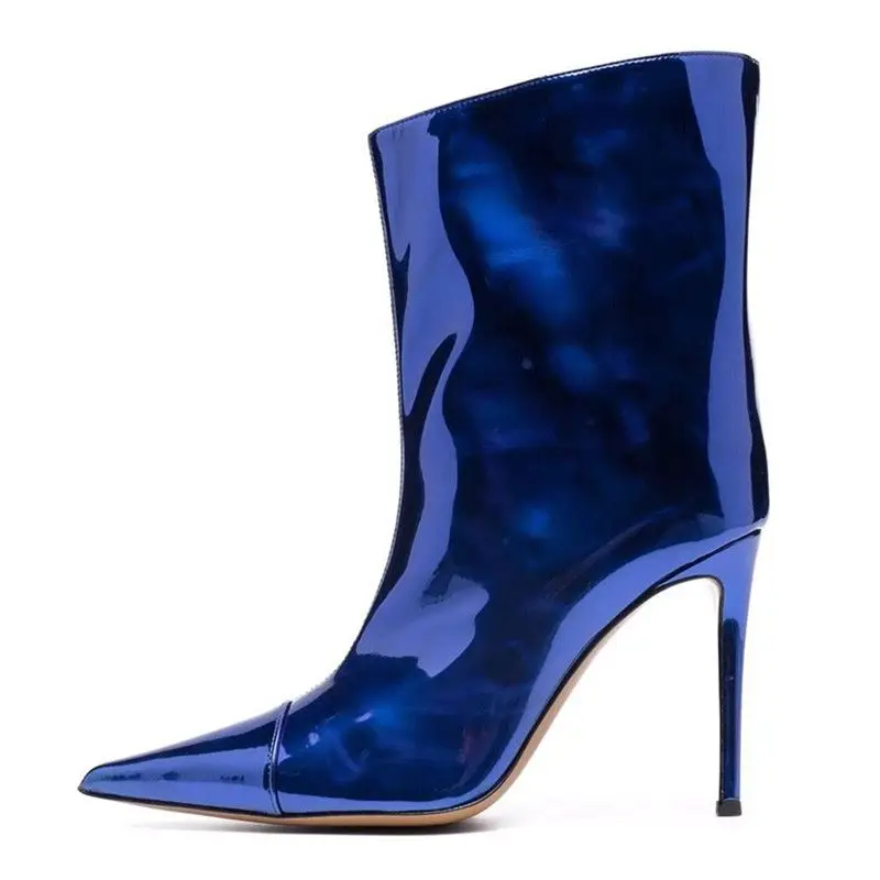 Fashion Nightclub Short Boots Women's European And American New Pointed Toe Super High Phantom Color Catwalk Golden Nude Boots