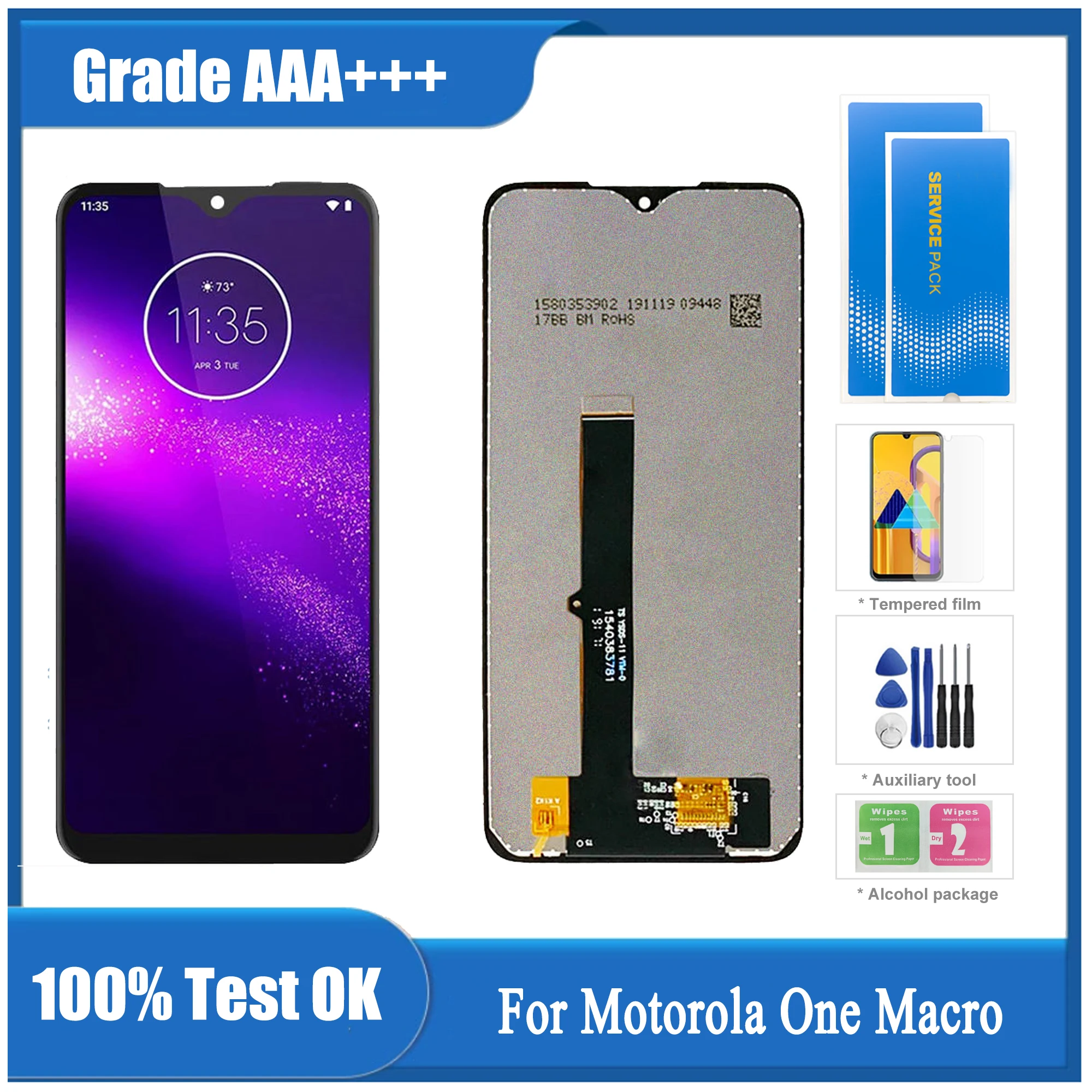 

Оригинальный ЖК-дисплей для Motorola One Macro, цифровой преобразователь сенсорного экрана в сборе, запасная часть для Moto One Macro LCD