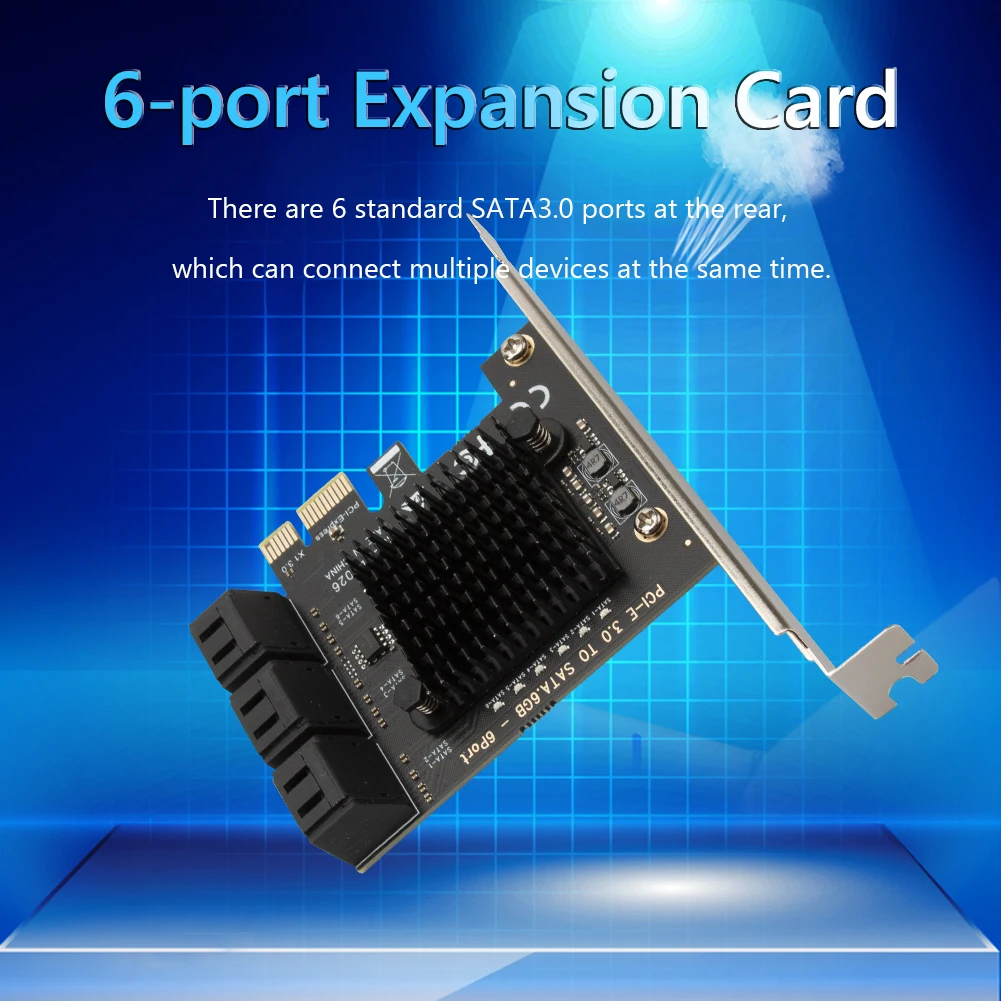 

ASM1064 6 Гбит/с SATA PCIe адаптер 6 портов SATA III к PCI Express 3,0 X1 контроллерная Плата расширения, совместимая с PCI-E X4/X8/X16