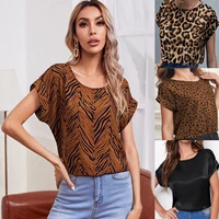 women loose leopard print t shirt spring summer 2022 fashion tops women round neck short sleeve tops blouse