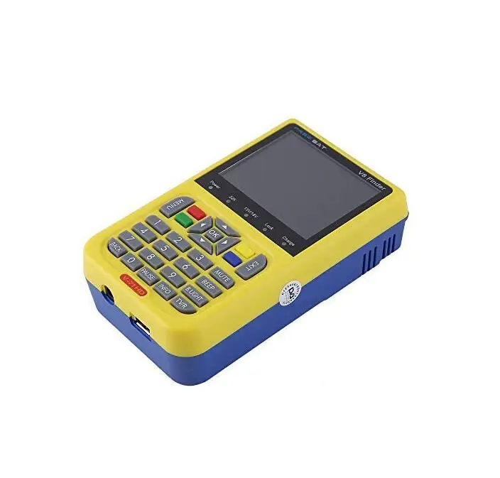 Yellow Satxtrem V8 спутниковый искатель батарея мини цифровой DVB S2 H.264 рецептор сигнальный метр с 3,5 дюймовым ЖК-тонером спутниковый искатель приемник - Цвет: Yellow