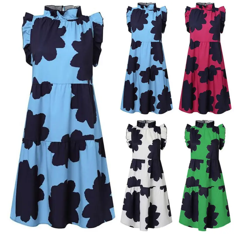 

Женское платье-жилет без рукавов с цветочным принтом, женское летнее пляжное Повседневное платье миди