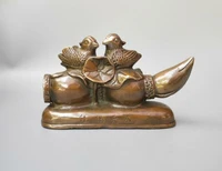 chinese pure brass mandarin duck and lotus root crafts statue