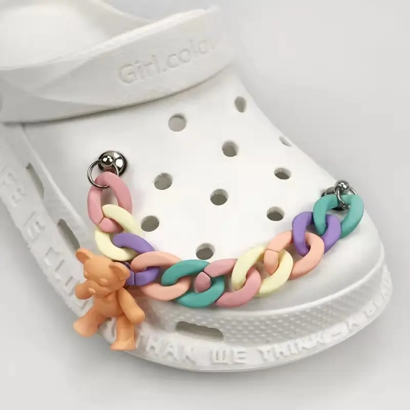 

Акриловая цепочка Maka Dragon Pink Bear hoes, подвески, украшения, Croc, подвески, дизайнерские аксессуары для обуви, аксессуары «сделай сам» Croc, пряжки