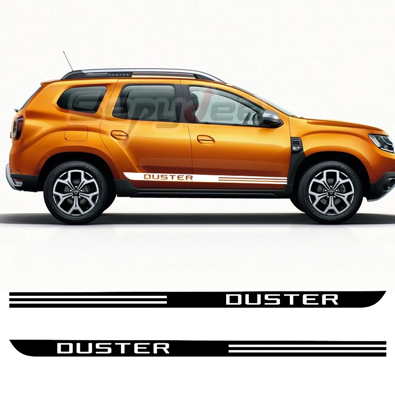 

2Pcs Car Side Skirt Stickers For Renault Dacia Duster Racing Sport Long Stripes Body Decor Vinyl Film Decal Car Accessories