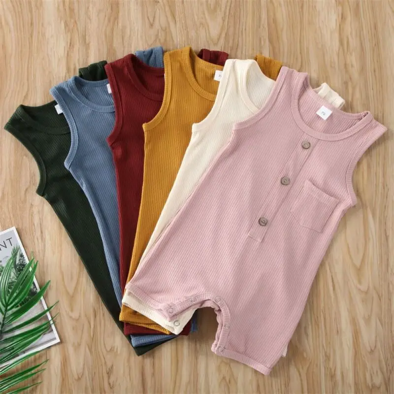 Новый брендовый летний хлопковый комбинезон для новорожденных мальчиков и