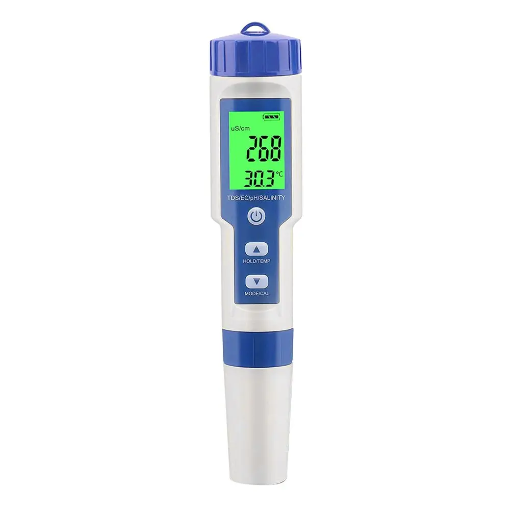 

5 In 1 TDS EC PH Salinity Temperature Digital Meter High Accuracy Tester Pen Water Quality Tester For Drinking Water Pools Hot