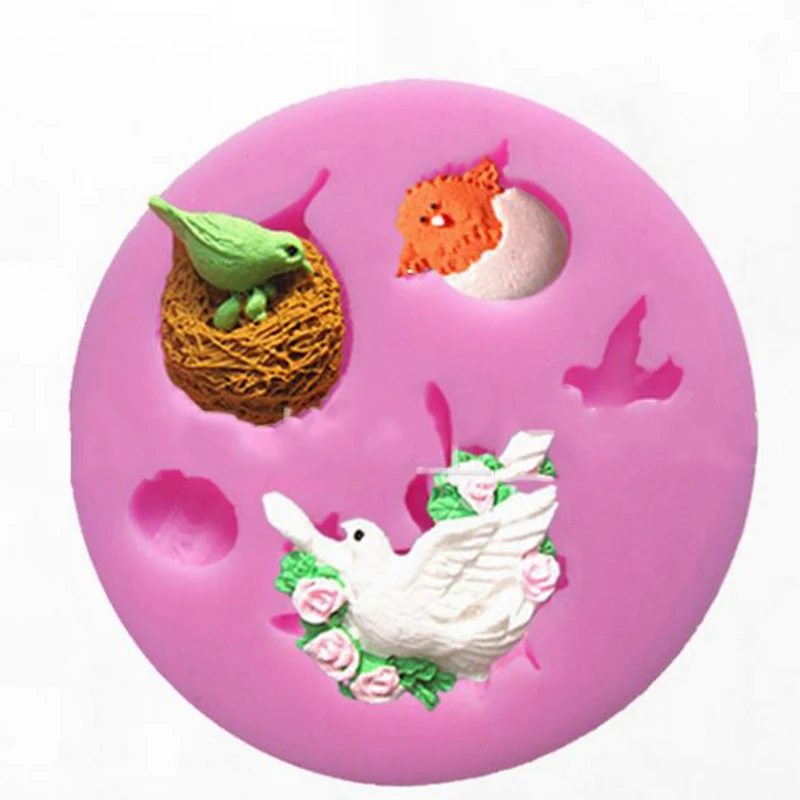 Силиконовая форма для помадки DIY шоколада птичье гнездо голубь красная птица