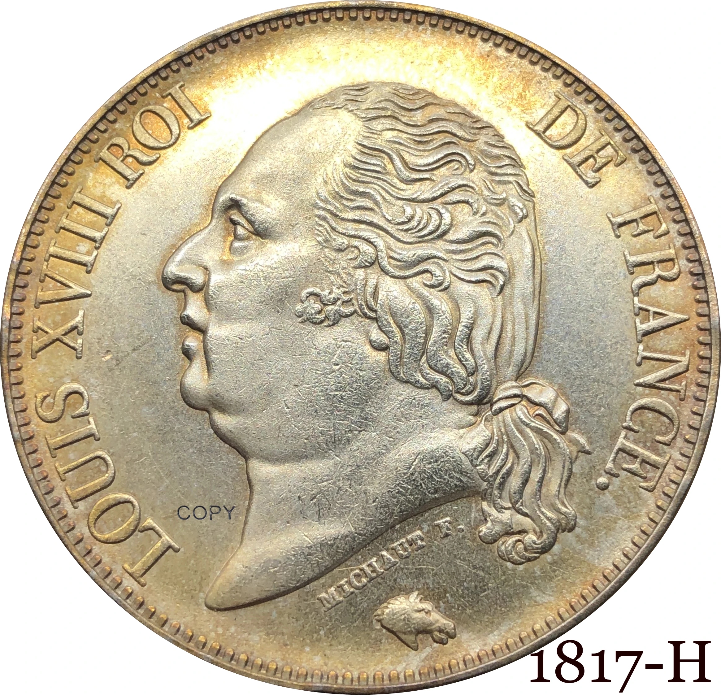 Французская монета 1817 H, 5 франков-Луис 18-луис с головой, металлическая Серебряная Коллекционная сувенирная копия монет