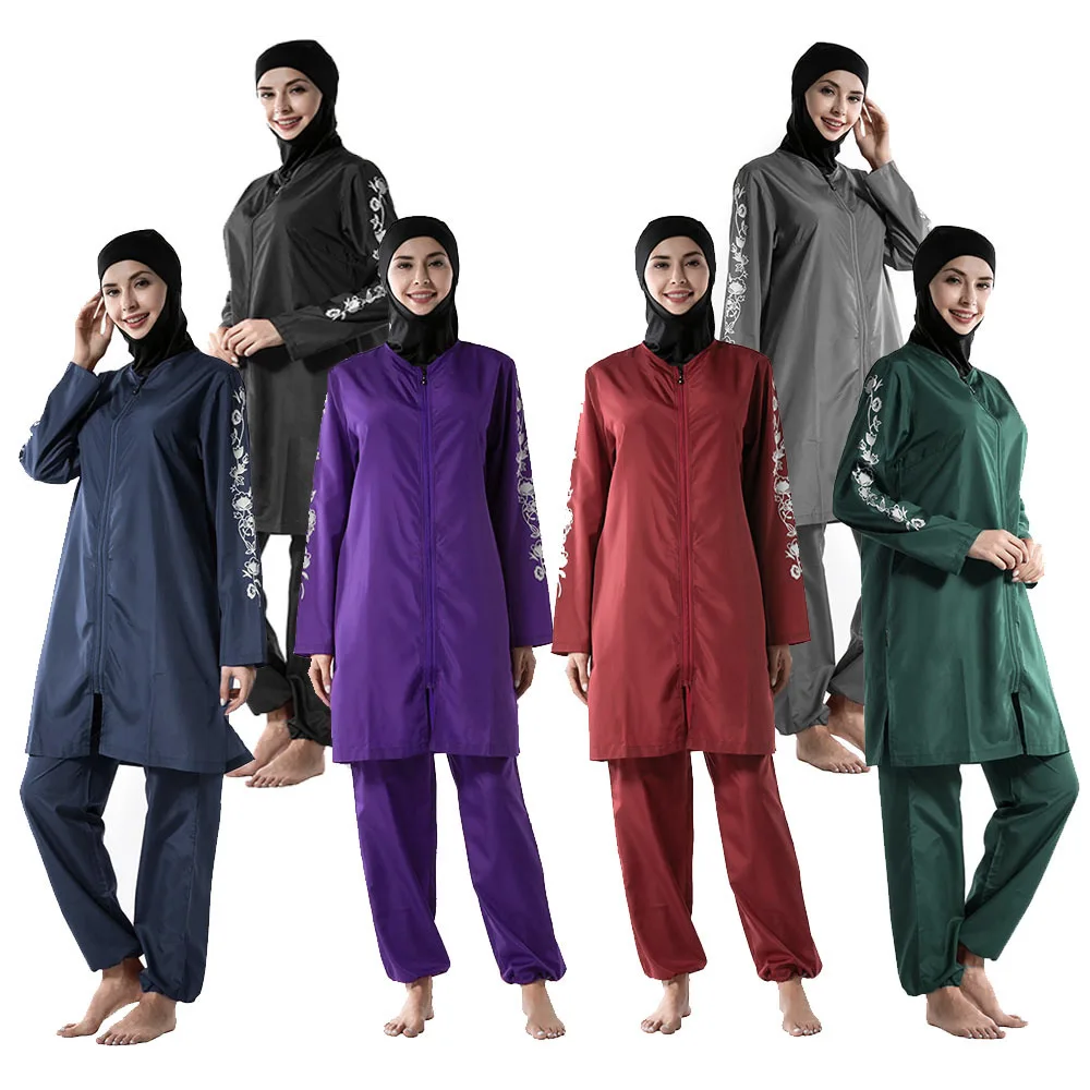 

Летнее исламское женское платье, брюки, купальник Burkini, одежда для плавания и серфинга, спортивный полный костюм для плавания, наборы из 3 пре...