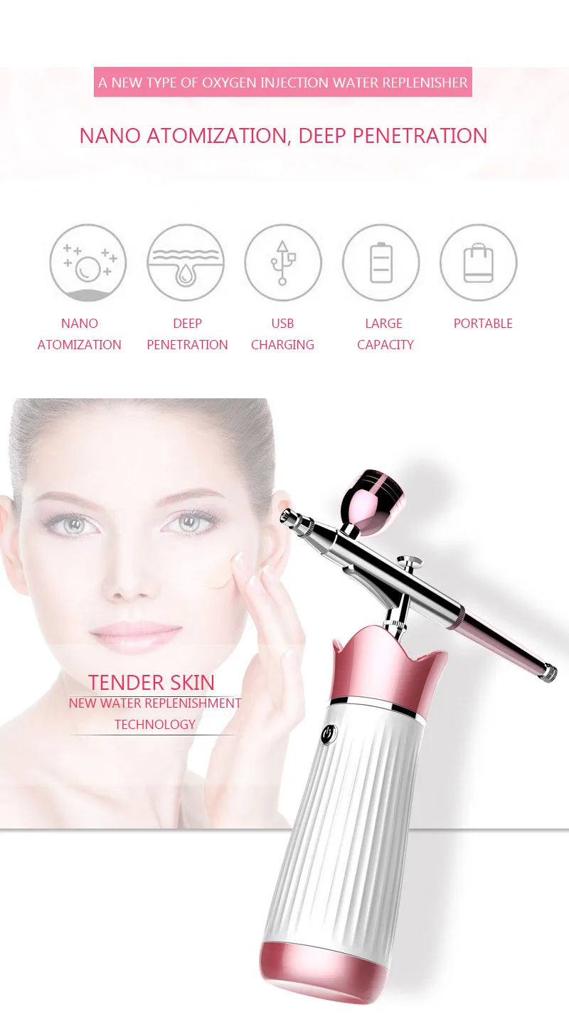 

Pore Clean High Pressure Oxygen Analyzer Handheld Blackhead Remover Water Infusion Oxygen Instrument Nano Spray Instrument