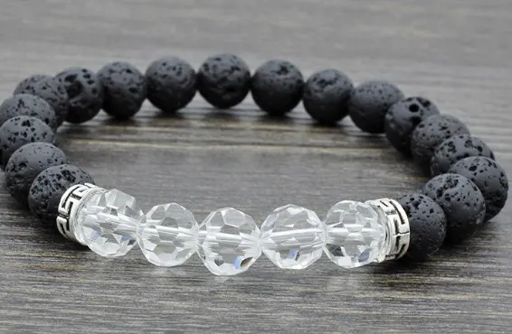 Стеклянная Хрустальная эластичная нить 8 мм 2fs12 регулируемый черный браслет из