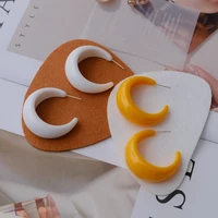 retro circle stud earrings acrylic sweet summer white yellow c shaped ear studs jewelry party y2k vintage accessories for girls