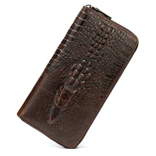 VOLASSS Male Wallets Genuine Leather Crocodile Mens Clutch Fashion Business Long Purses For Men New 2021 Embossed Card Holder