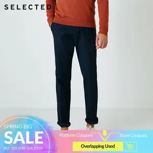 Мужские брюки из хлопка, однотонные, микро-эластичные, деловые, повседневные, S  418414502