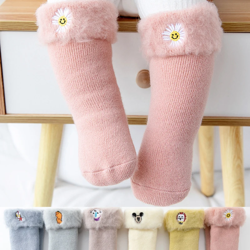 Носки для малышей Зимние Длинные с рисунком теплые хлопковые носки маленьких