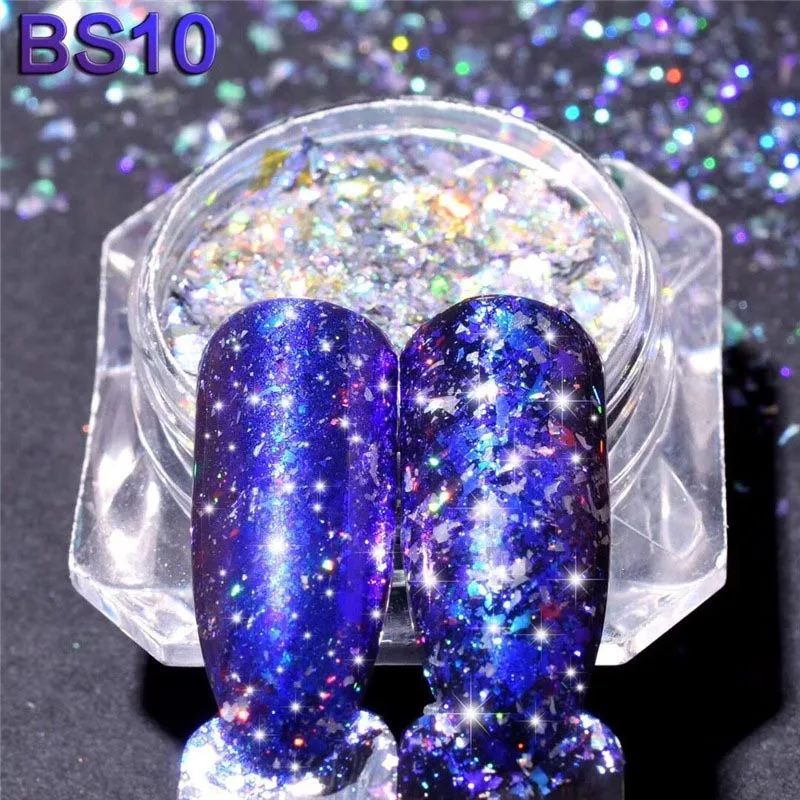 0,2 г/кор. лазерный блеск Galaxy Holo чешуйчатый Радужный дизайн ногтей голографические блестки порошок блестки