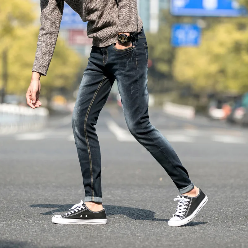 Джинсы мужские стрейчевые легкие тонкие синие джинсовые брюки модные штаны лето