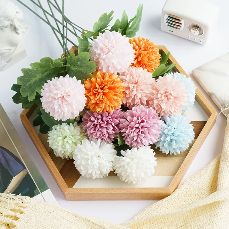 

Fake Hydrangea Flowers 55cm/21.7inch 2 Heads Chrysanthemum Ball Flowers for Flower Arrangement Wedding Home Decor Vase Filling