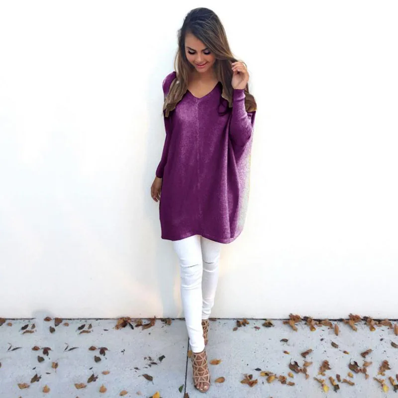 Модная Осенняя Женская толстовка с v-образным вырезом и длинными рукавами |